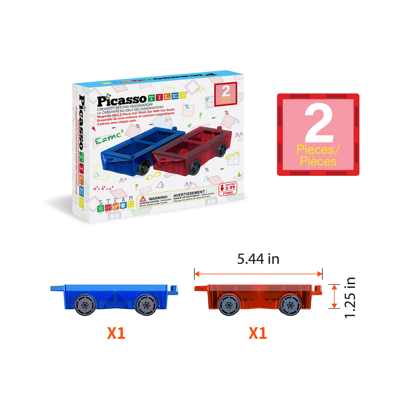 PicassoTiles Mini Car Truck 2pc Set