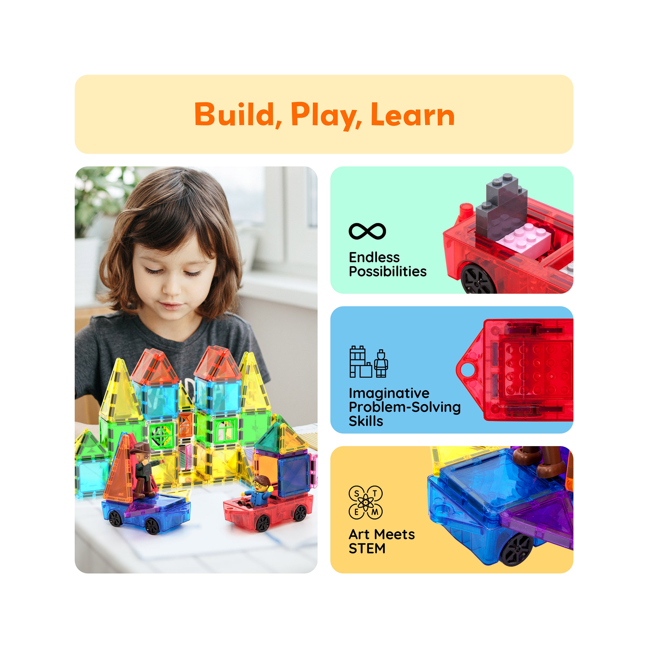 PicassoTiles Mini Car Truck 2pc Set
