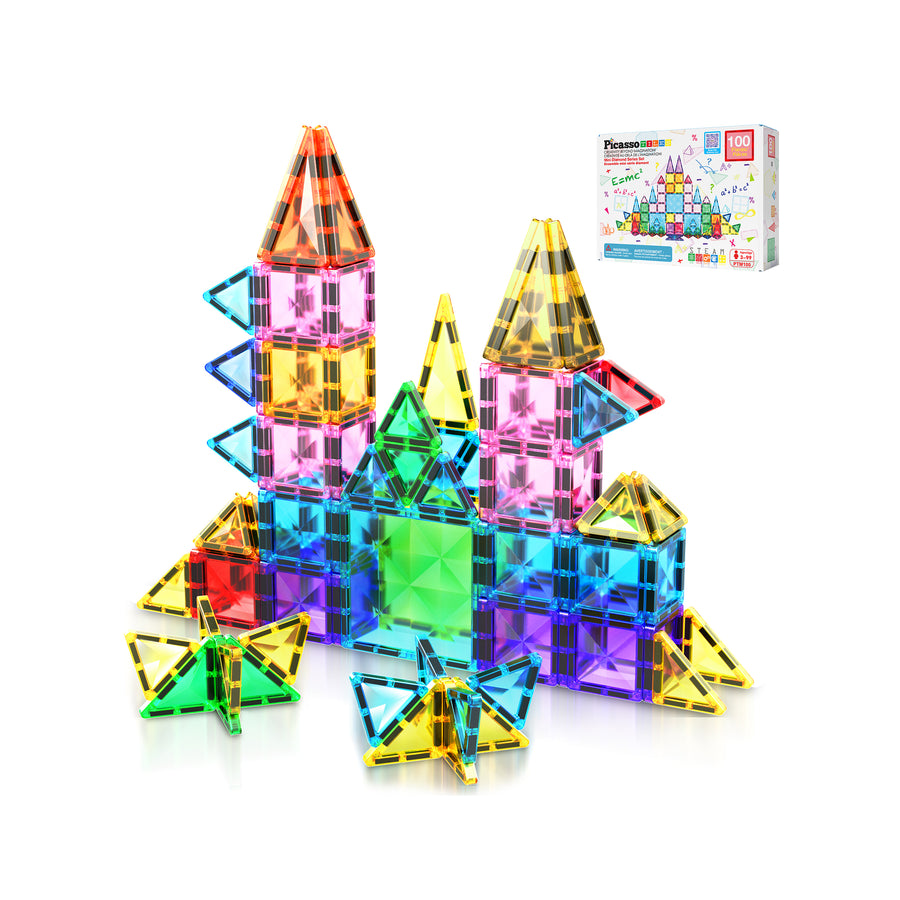 PicassoTiles Mini Diamond Travel Size 100pc Magnet Building Tile Set