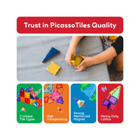 PicassoTiles Mini Diamond Travel Size 100pc Magnet Building Tile Set