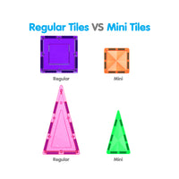 PicassoTiles Mini Diamond Travel Size 120pc Magnet Tiles with Figures and Car Set
