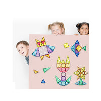 PicassoTiles Mini Diamond Travel Size 120pc Magnet Tiles with Figures and Car Set