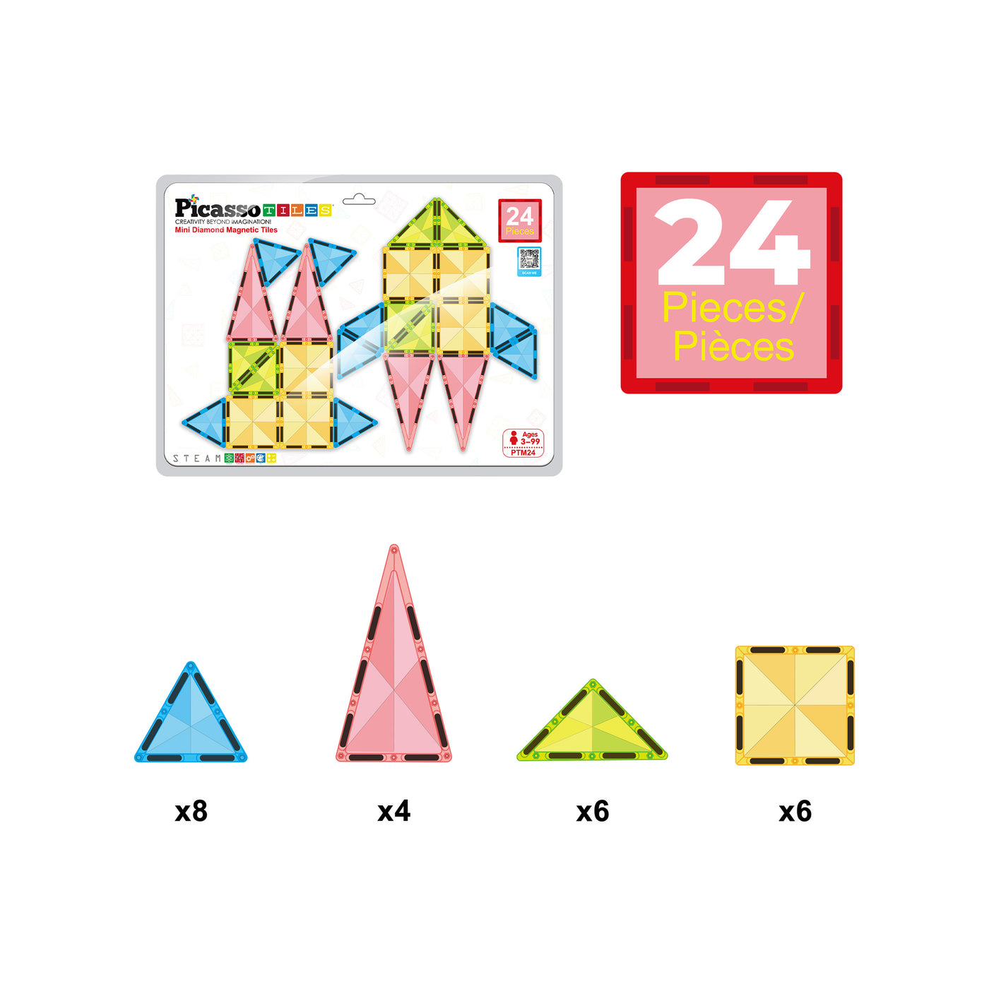 PicassoTiles Mini Diamond Series 24pc Travel Set