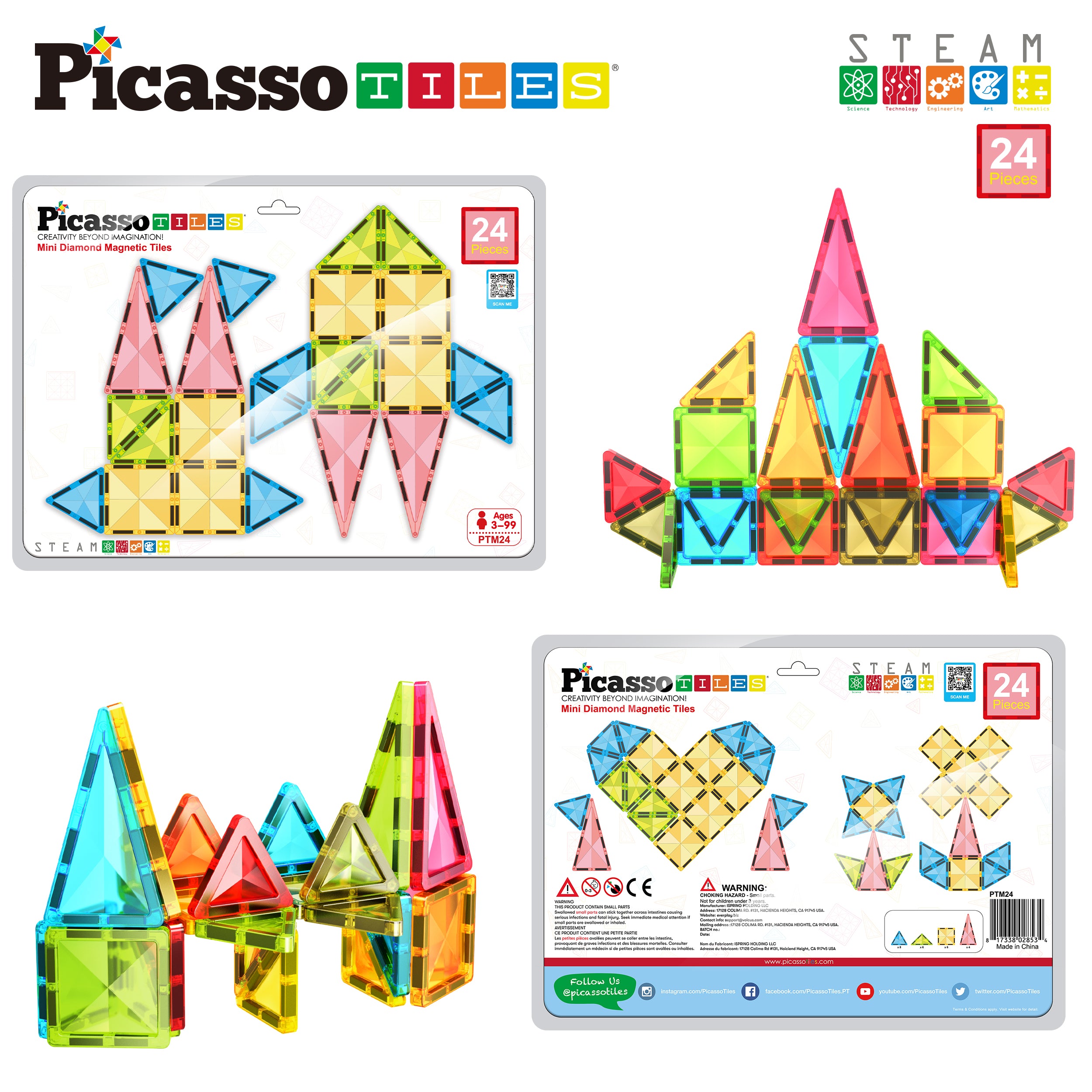 PicassoTiles Mini Diamond Series Travel Set PTM24