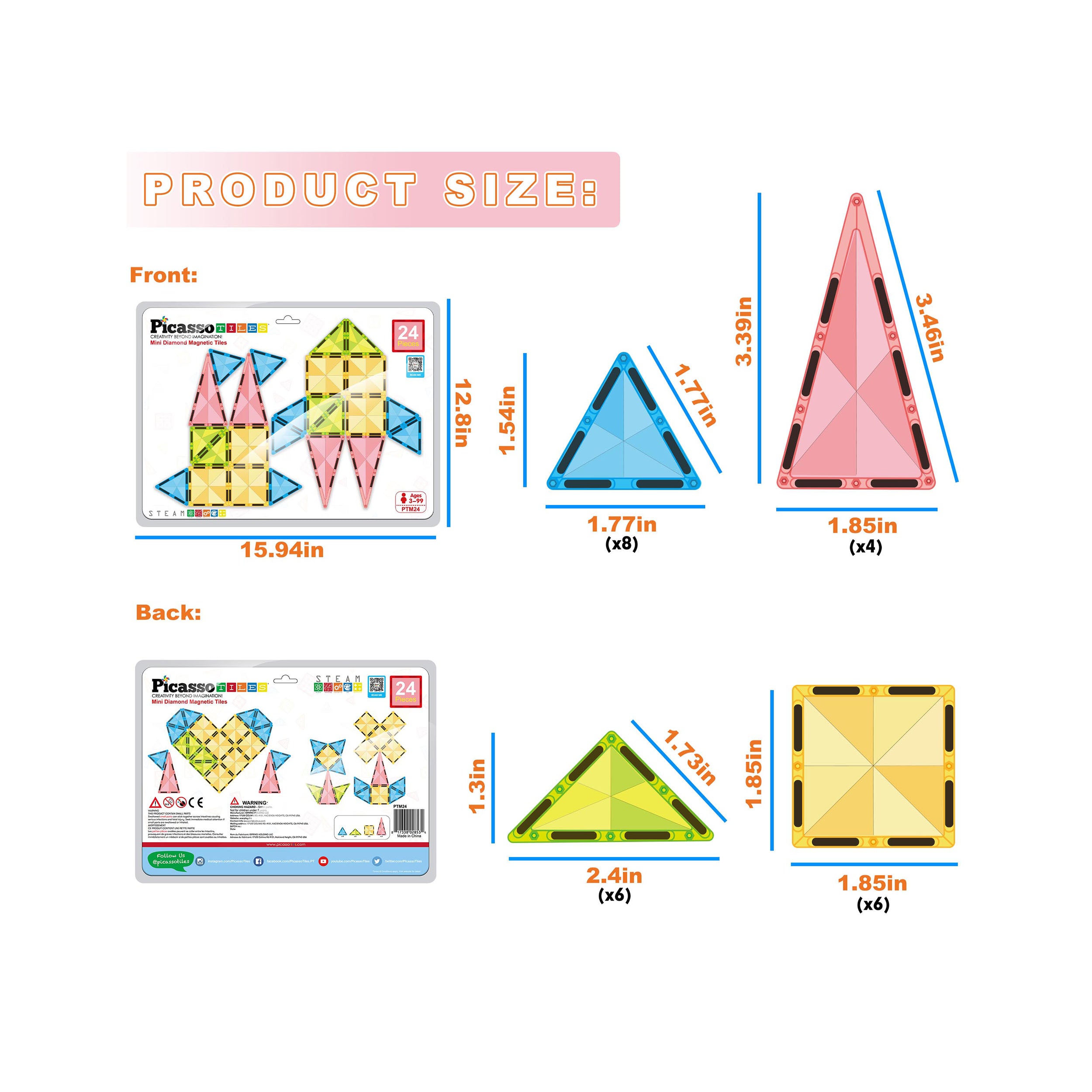 PicassoTiles Mini Diamond Series 24pc Travel Set