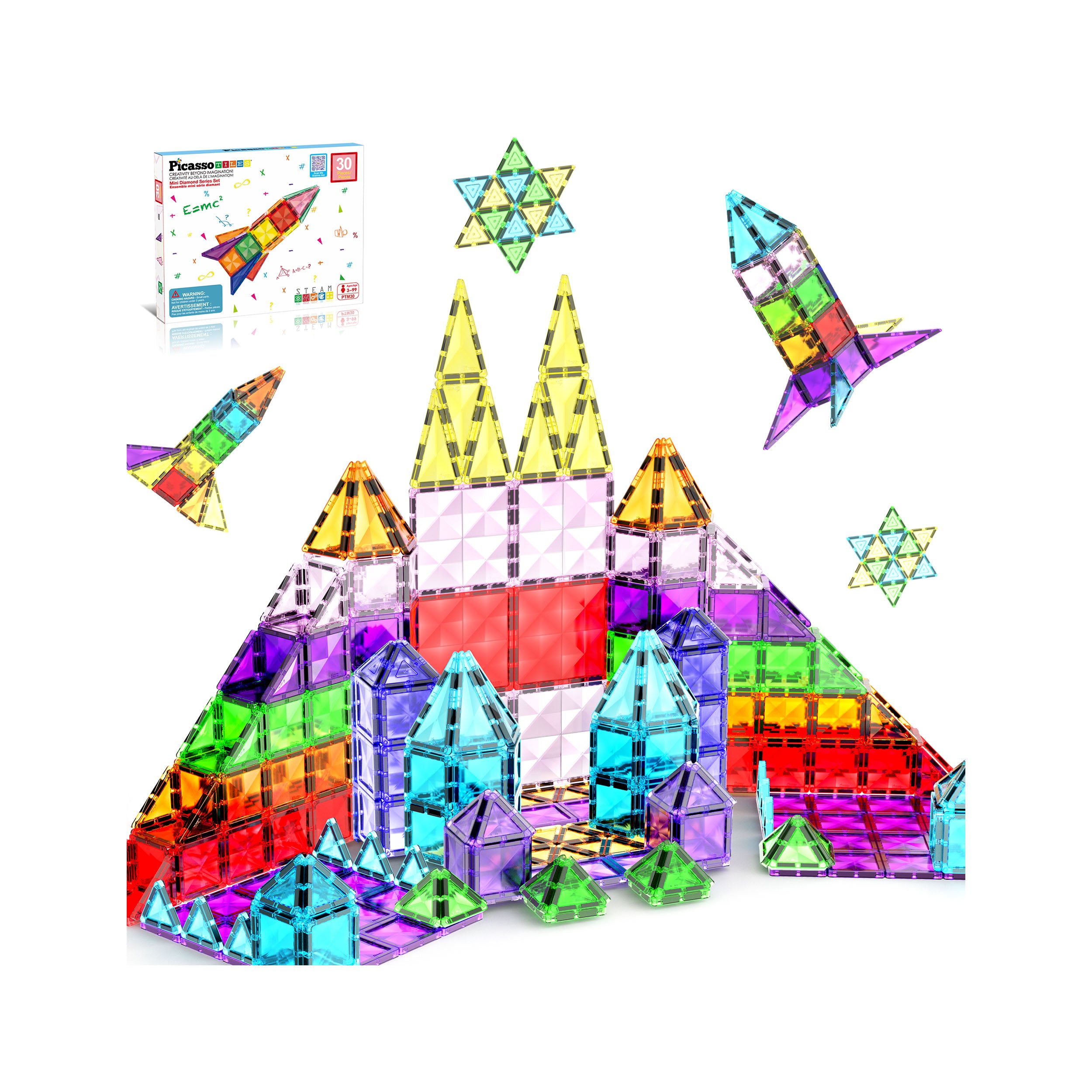 PicassoTiles Mini Diamond 30pc Rocket Set PTM30 · PicassoTiles