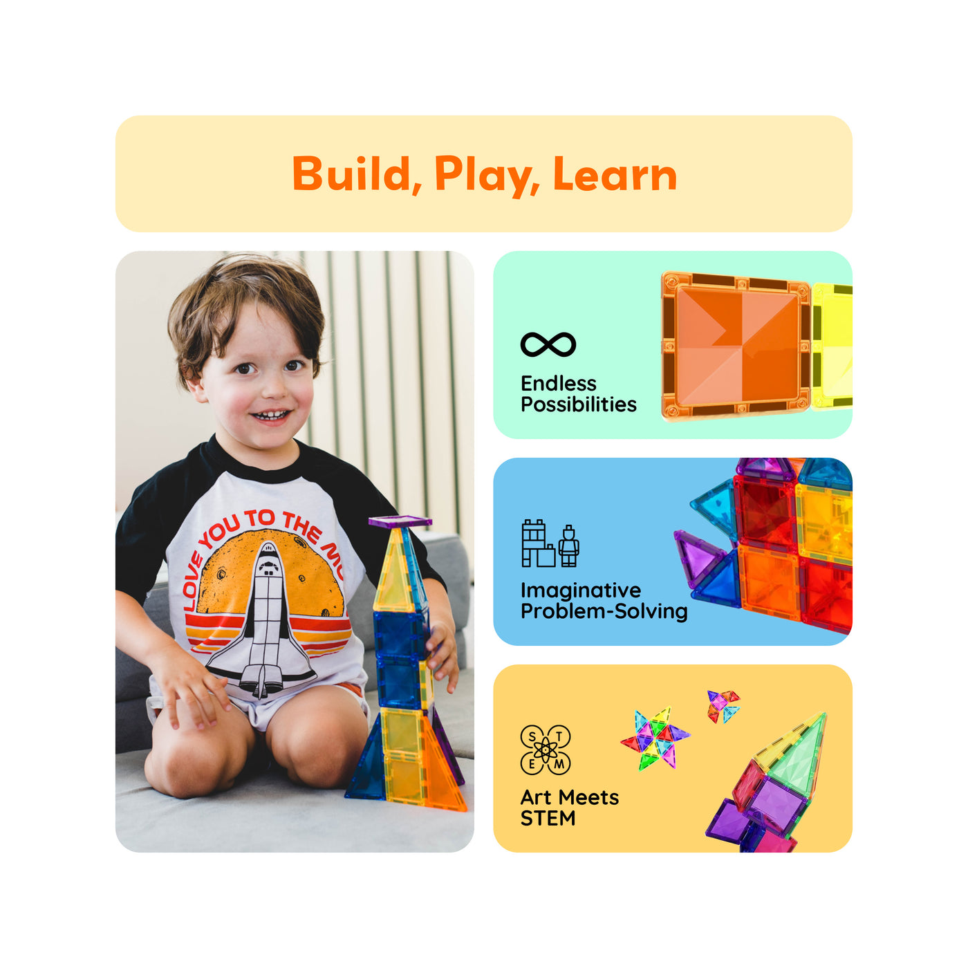 PicassoTiles Travel Size Rocket Magnetic Playset