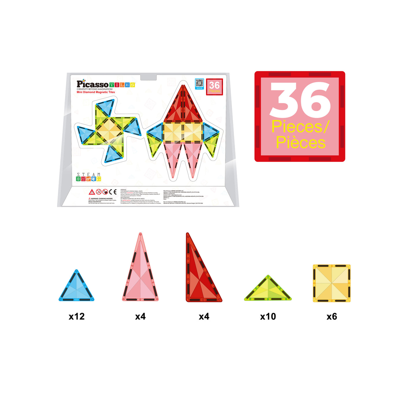 PicassoTiles Mini Diamond Series 36pc Travel Set