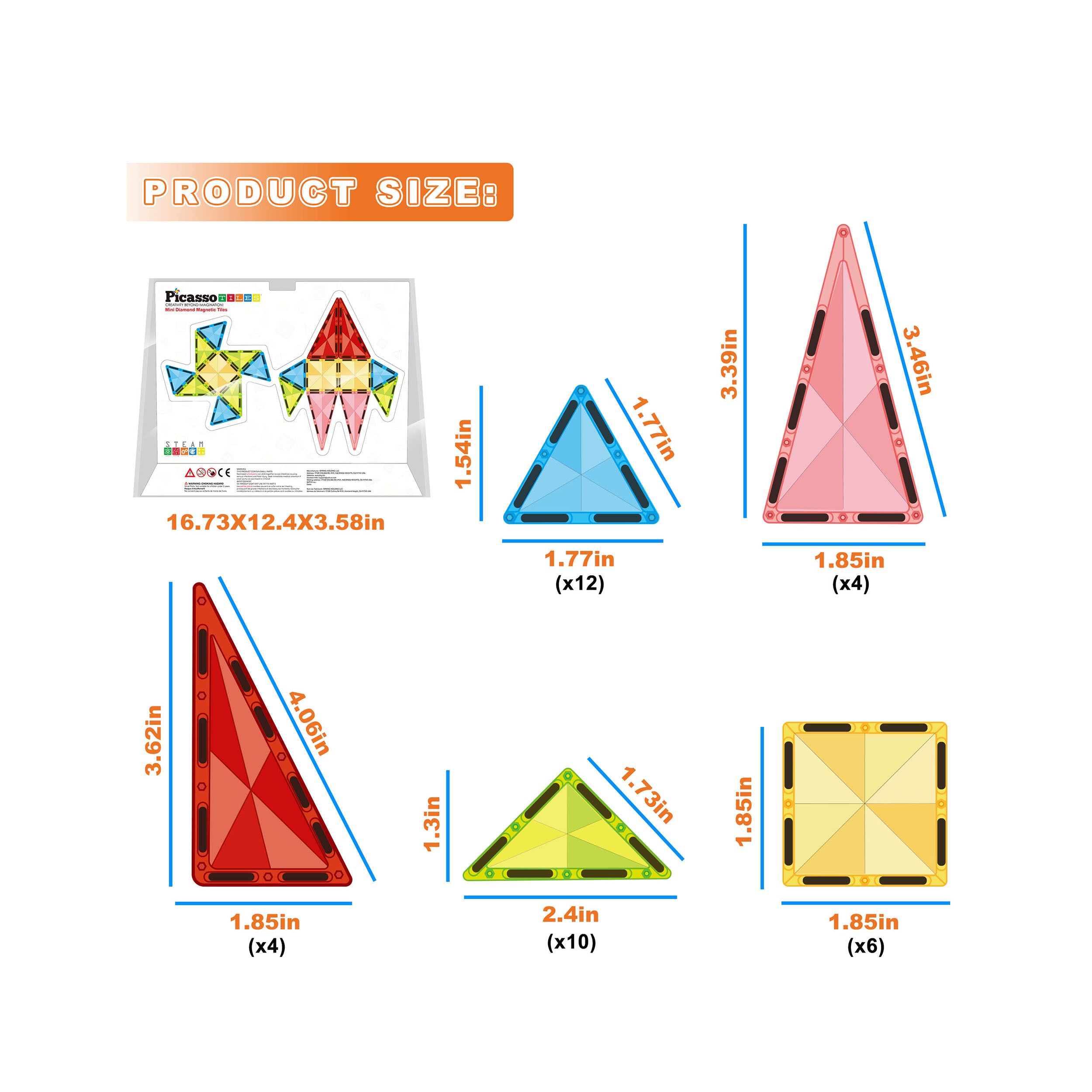 PicassoTiles Mini Diamond Series 36pc Travel Set