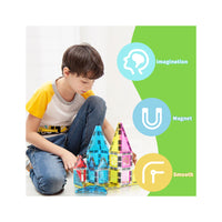 PicassoTiles Travel Size Magnetic Tiles Toy with Windows and Clip-On Doors - 48 Pieces