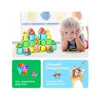 PicassoTiles Travel Size Magnetic Tiles Toy with Windows and Clip-On Doors - 48 Pieces