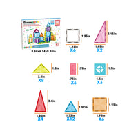 PicassoTiles Travel Size Magnetic Tiles Toy with Windows and Clip-On Doors - 48 Pieces