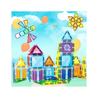 PicassoTiles Travel Size Magnetic Tiles Toy with Windows and Clip-On Doors - 48 Pieces