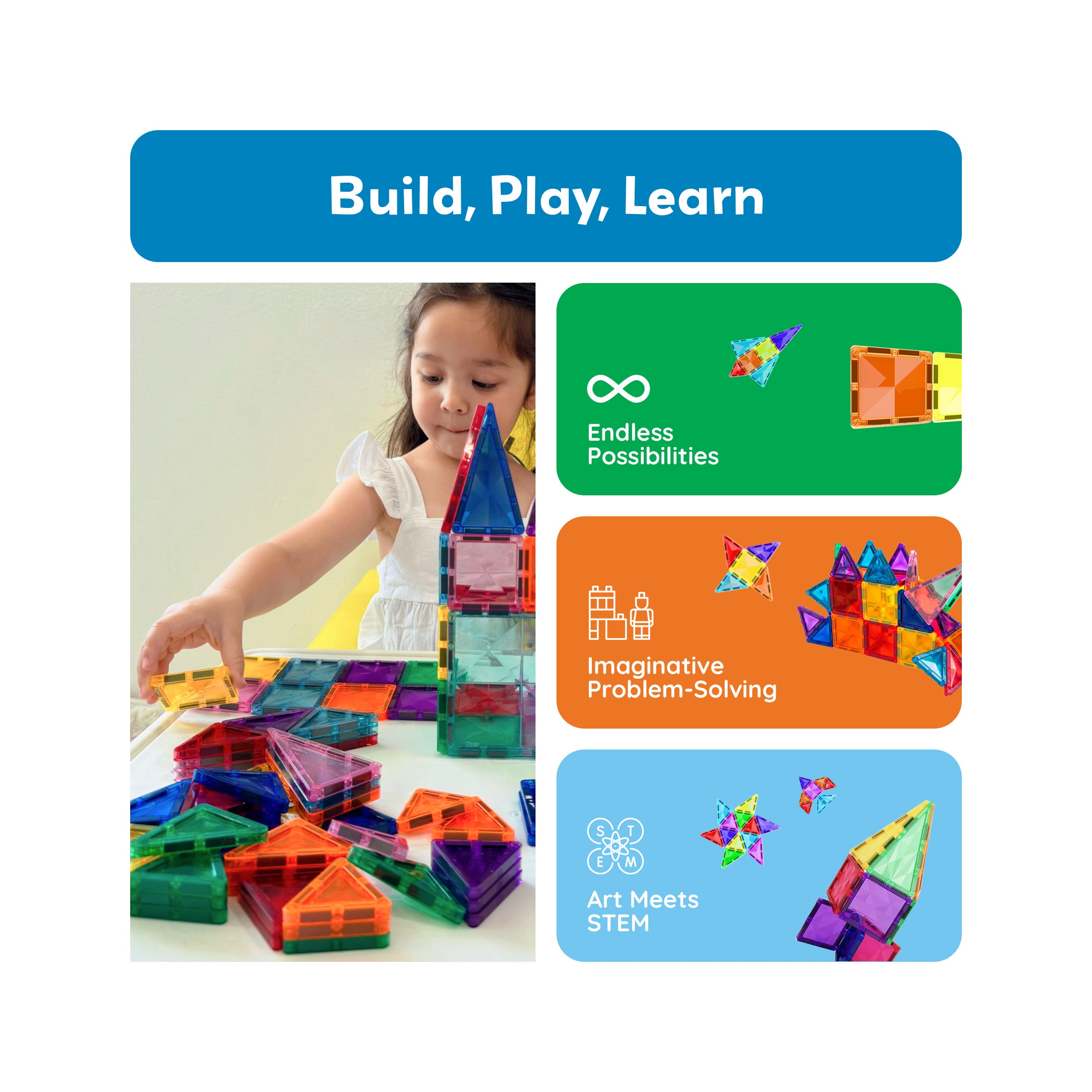 PicassoTiles 60 Piece Magnetic Building Set - Travel Sized
