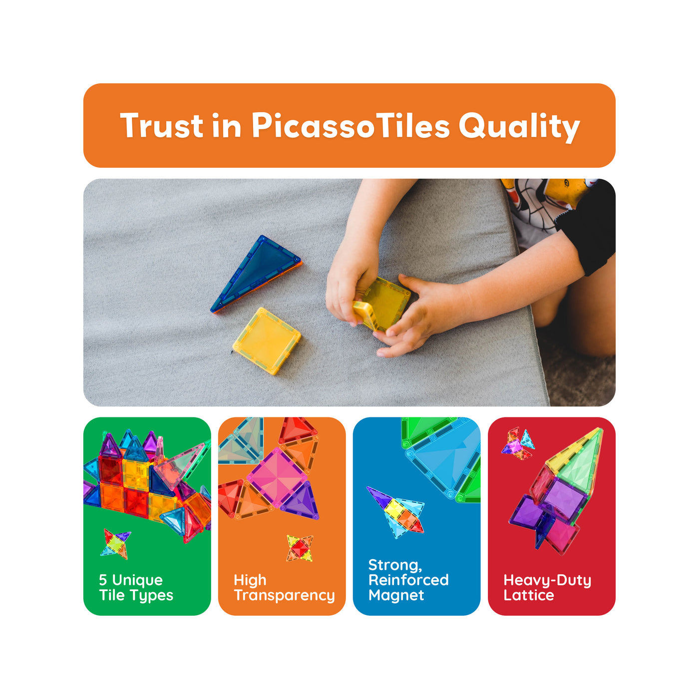 PicassoTiles 60 Piece Magnetic Building Set - Travel Sized