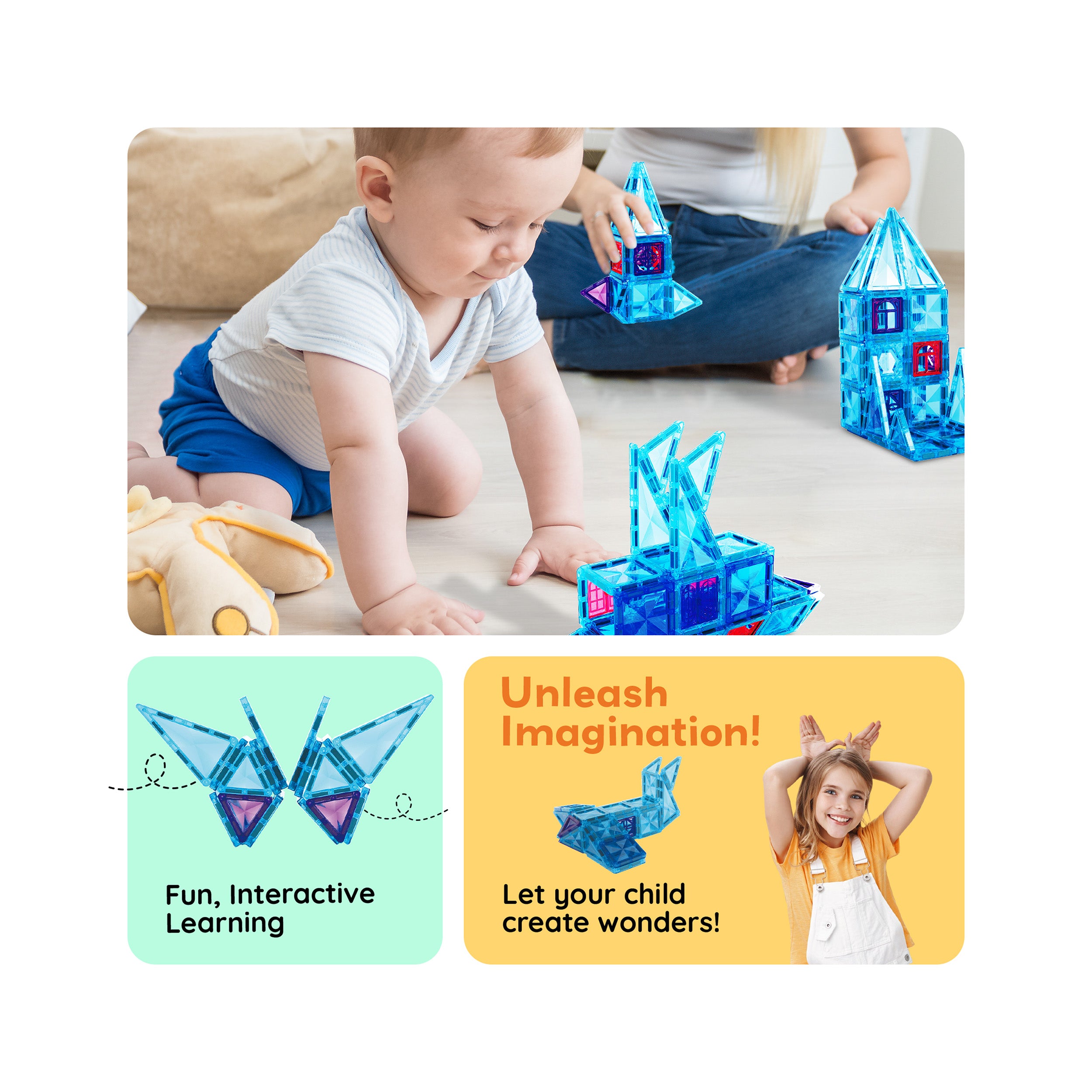 PicassoTiles Travel Sized Winter Ice Magnetic Tile Playset