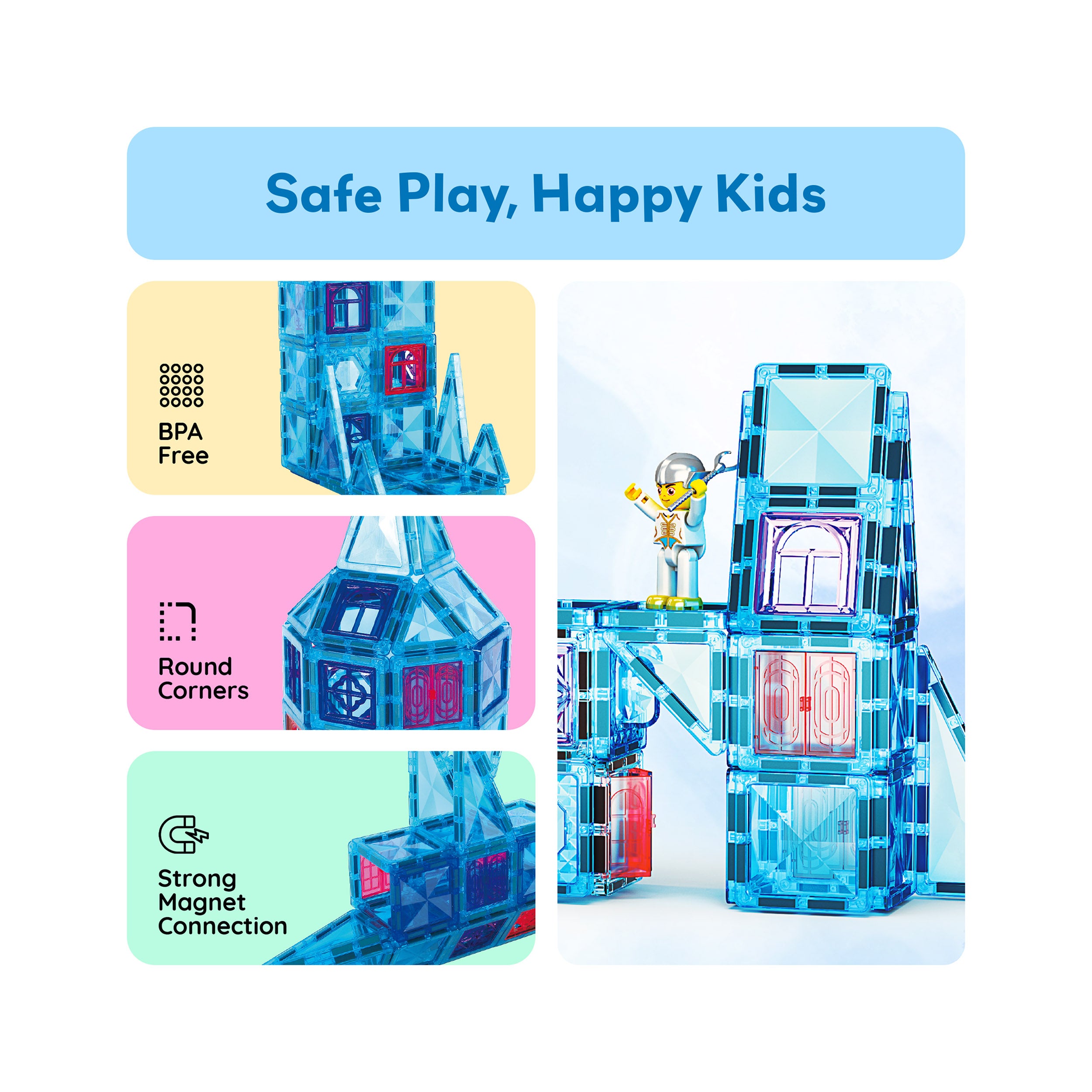 PicassoTiles Travel Sized Winter Ice Magnetic Tile Playset