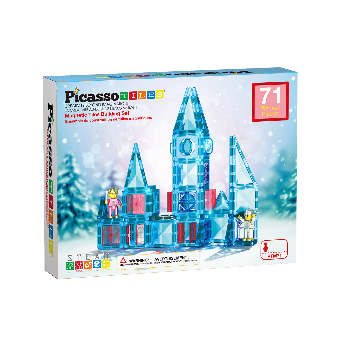 PicassoTiles Travel Sized Winter Ice Magnetic Tile Playset