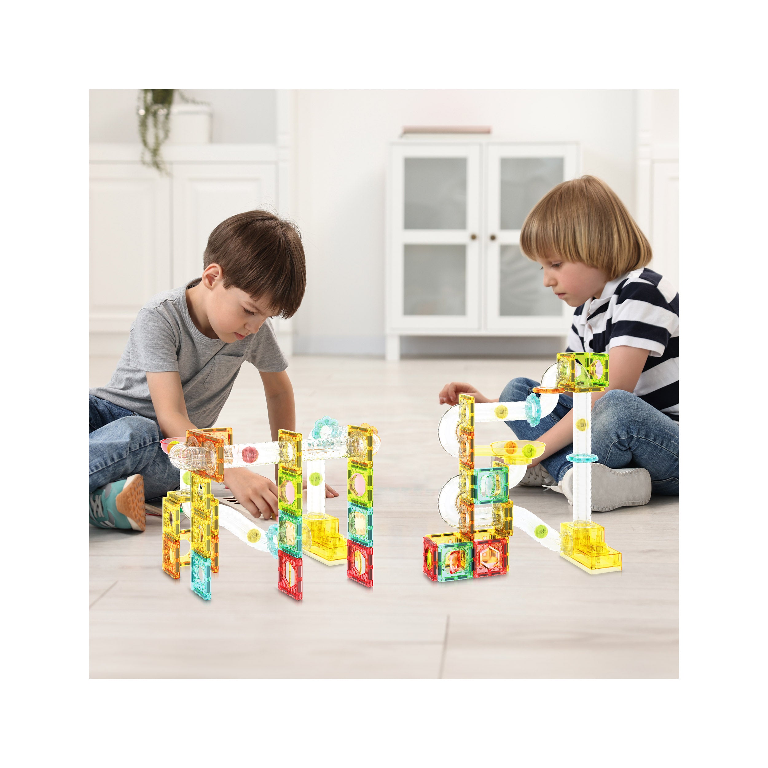 PicassoTiles 100pc Mini Magnetic Tile Marble Run Set
