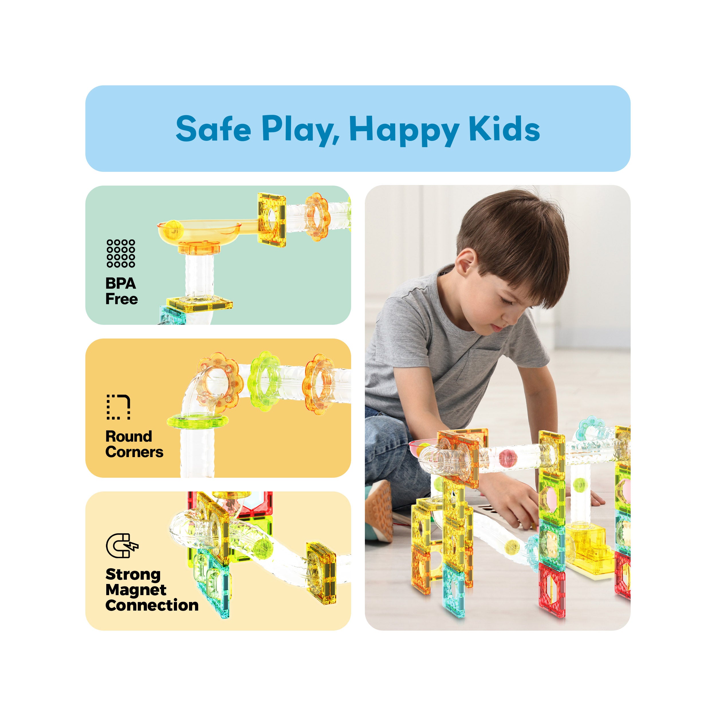 PicassoTiles 100pc Mini Magnetic Tile Marble Run Set