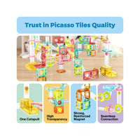 PicassoTiles Travel Sized 100 Piece Marble Run Playset