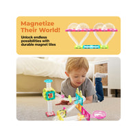PicassoTiles Marble Run 45 Piece Travel Size Magnetic Tiles Building Blocks