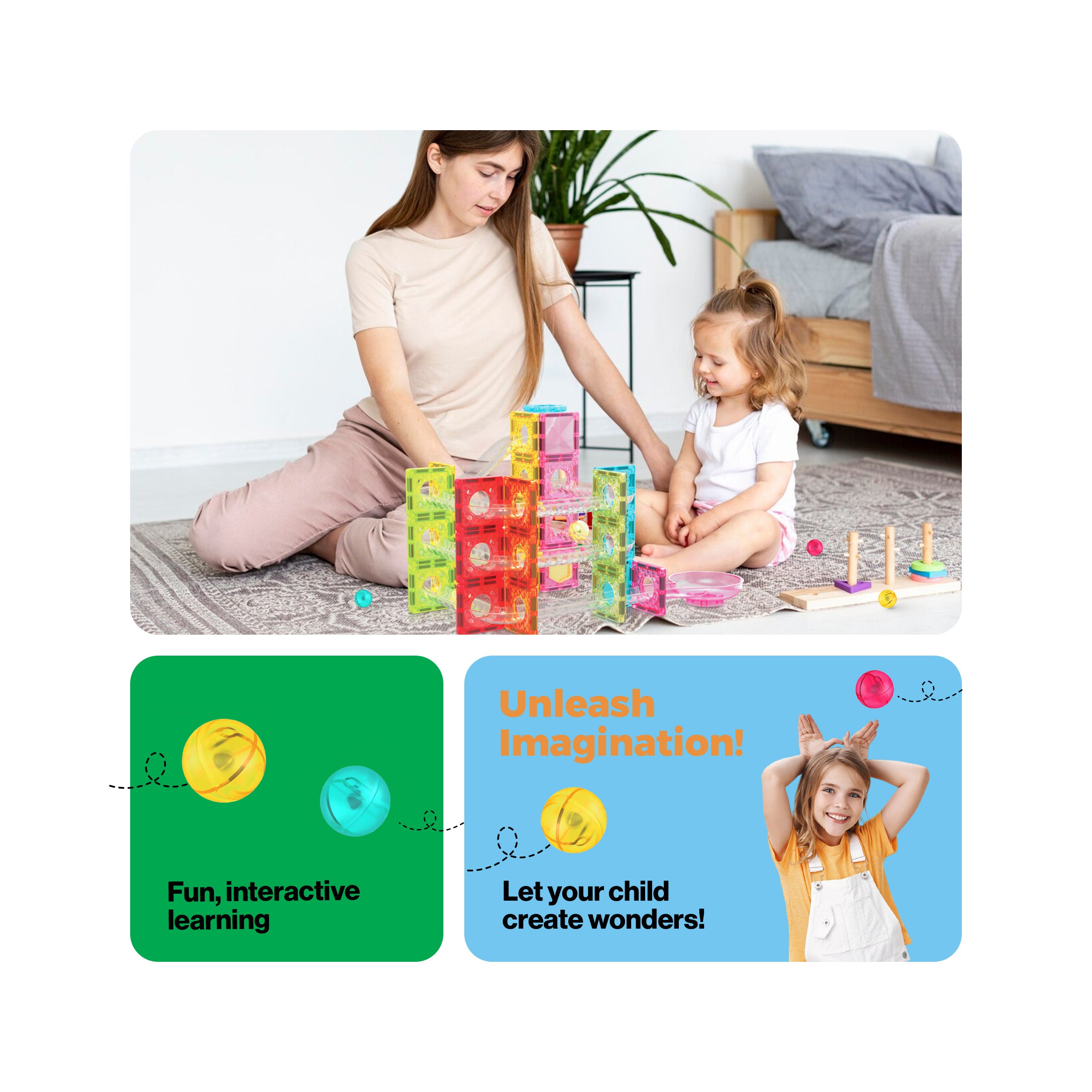 Kebo Magnetic Marble Run Paradise Tiles Educational