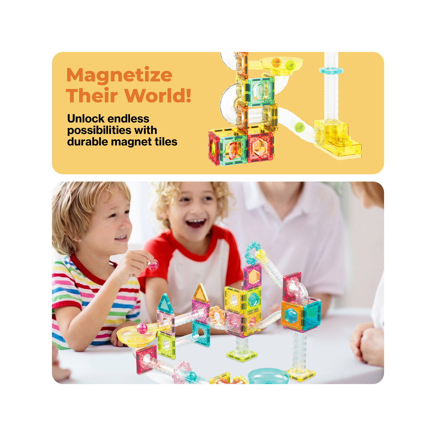 PicassoTiles 60pc Magnetic Tiles Marble Run Travel Size Construction Playset