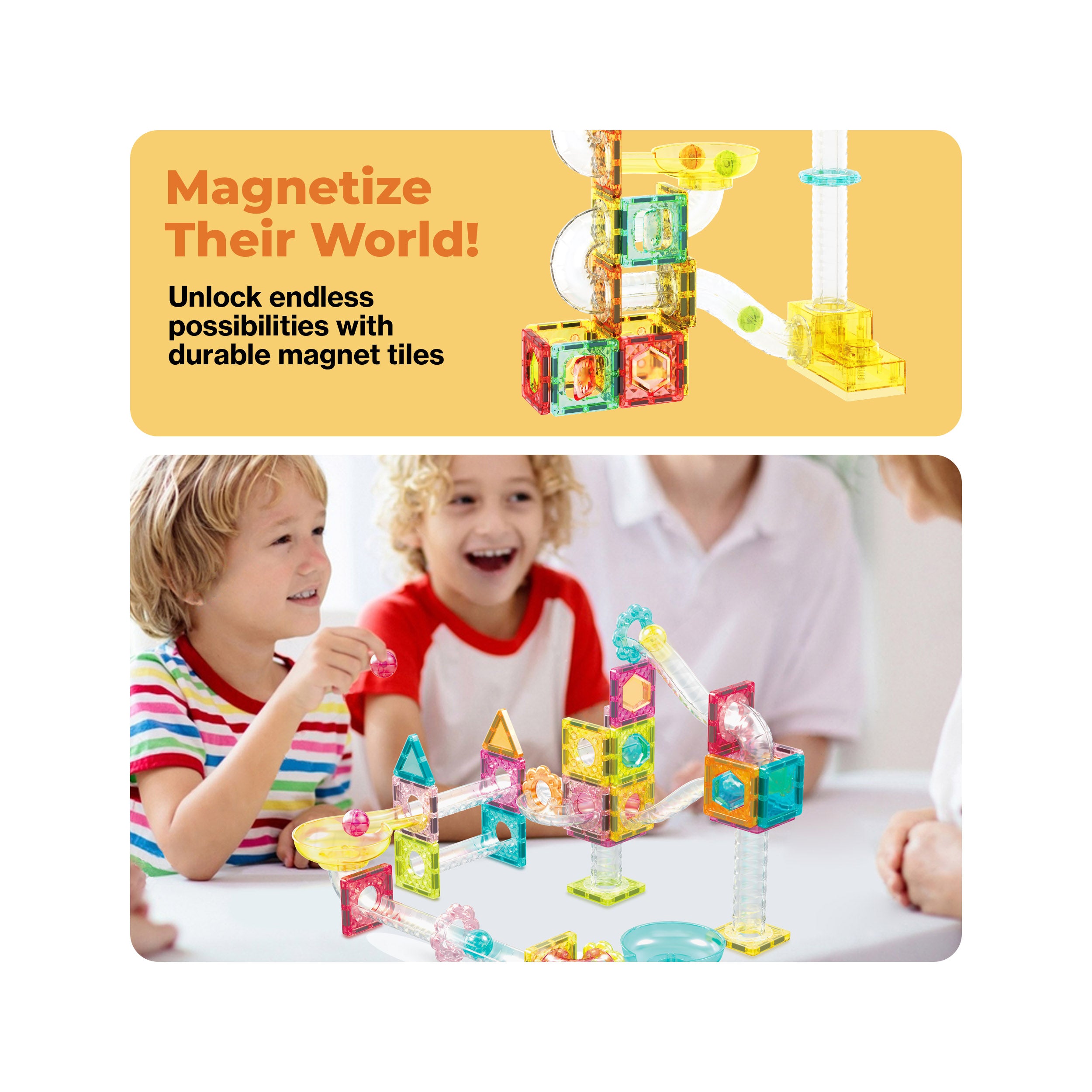 PicassoTiles 60pc Magnetic Tiles Marble Run Travel Size Construction Playset