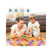 PicassoTiles 60pc Travel Magnet Tile Race Track with Car Playset