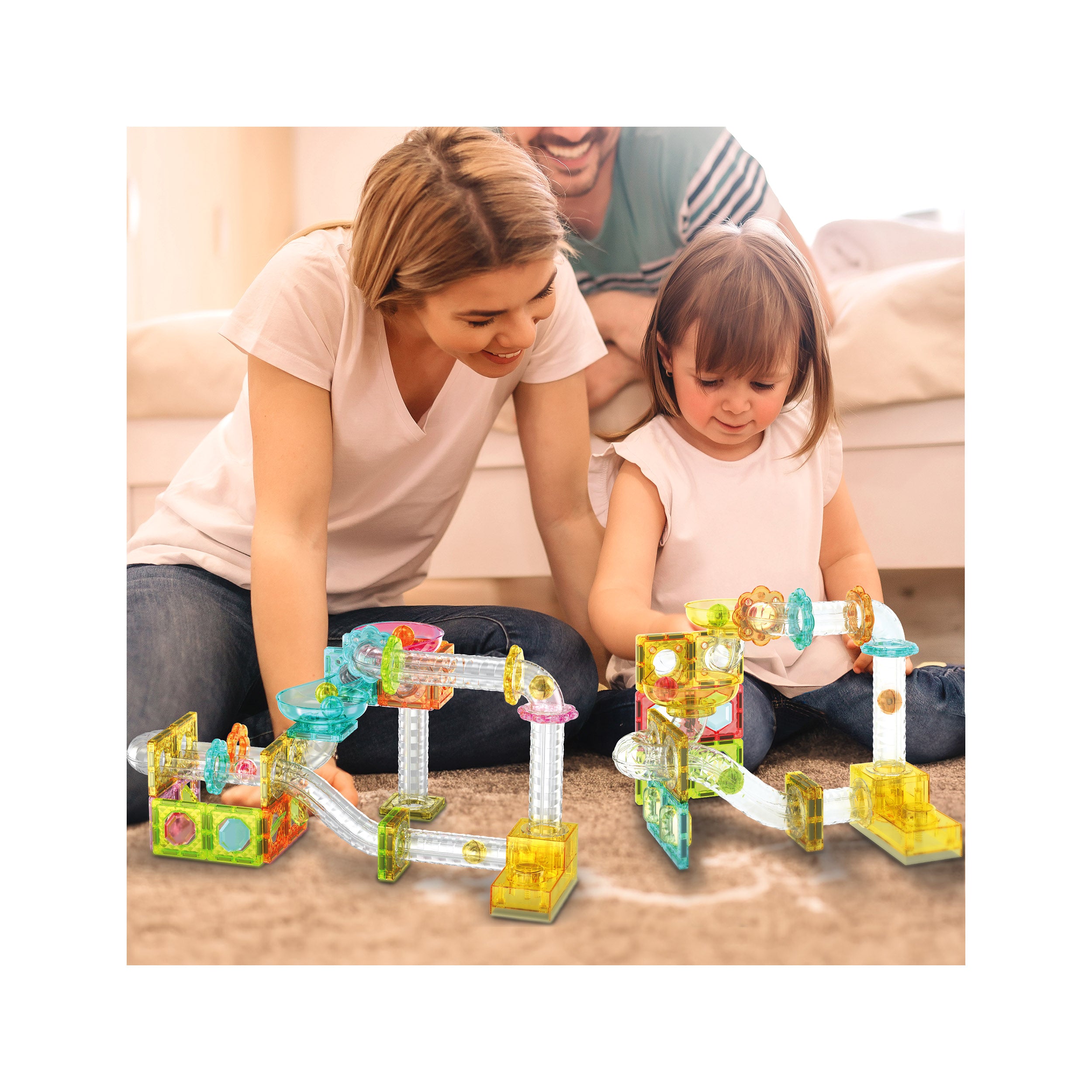 PicassoTiles Travel Sized Marble Run Launcher Building Block Set