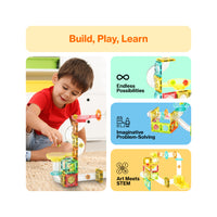 PicassoTiles Travel Sized Marble Run Launcher Building Block Set