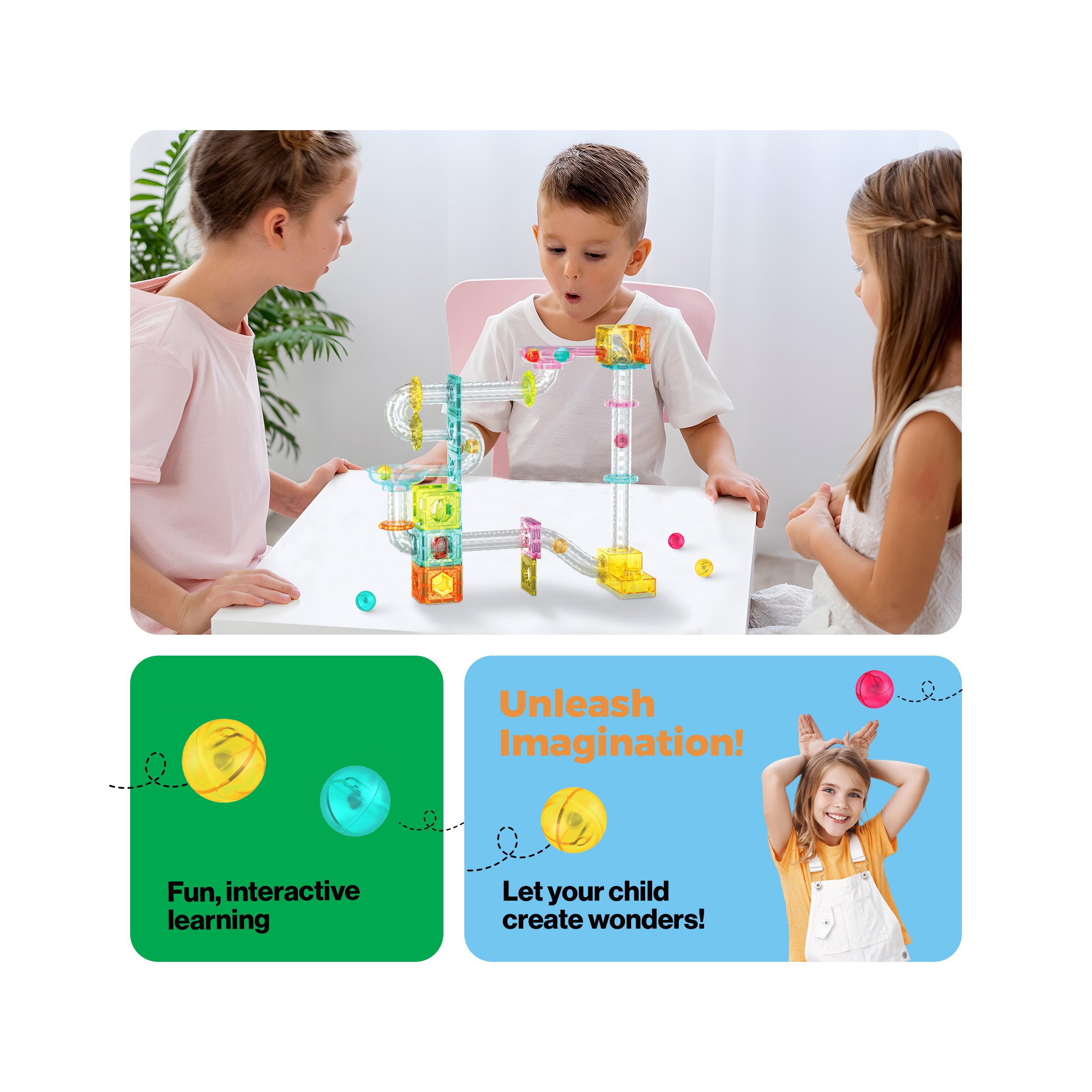 PicassoTiles Travel Sized Marble Run Launcher Building Block Set