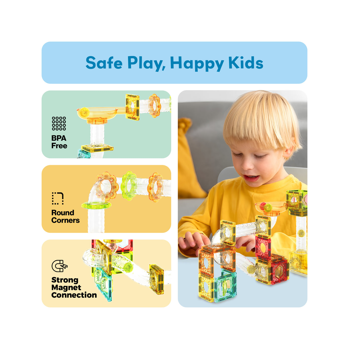 PicassoTiles Travel Sized Marble Run Launcher Building Block Set