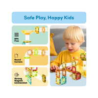 PicassoTiles Travel Sized Marble Run Launcher Building Block Set