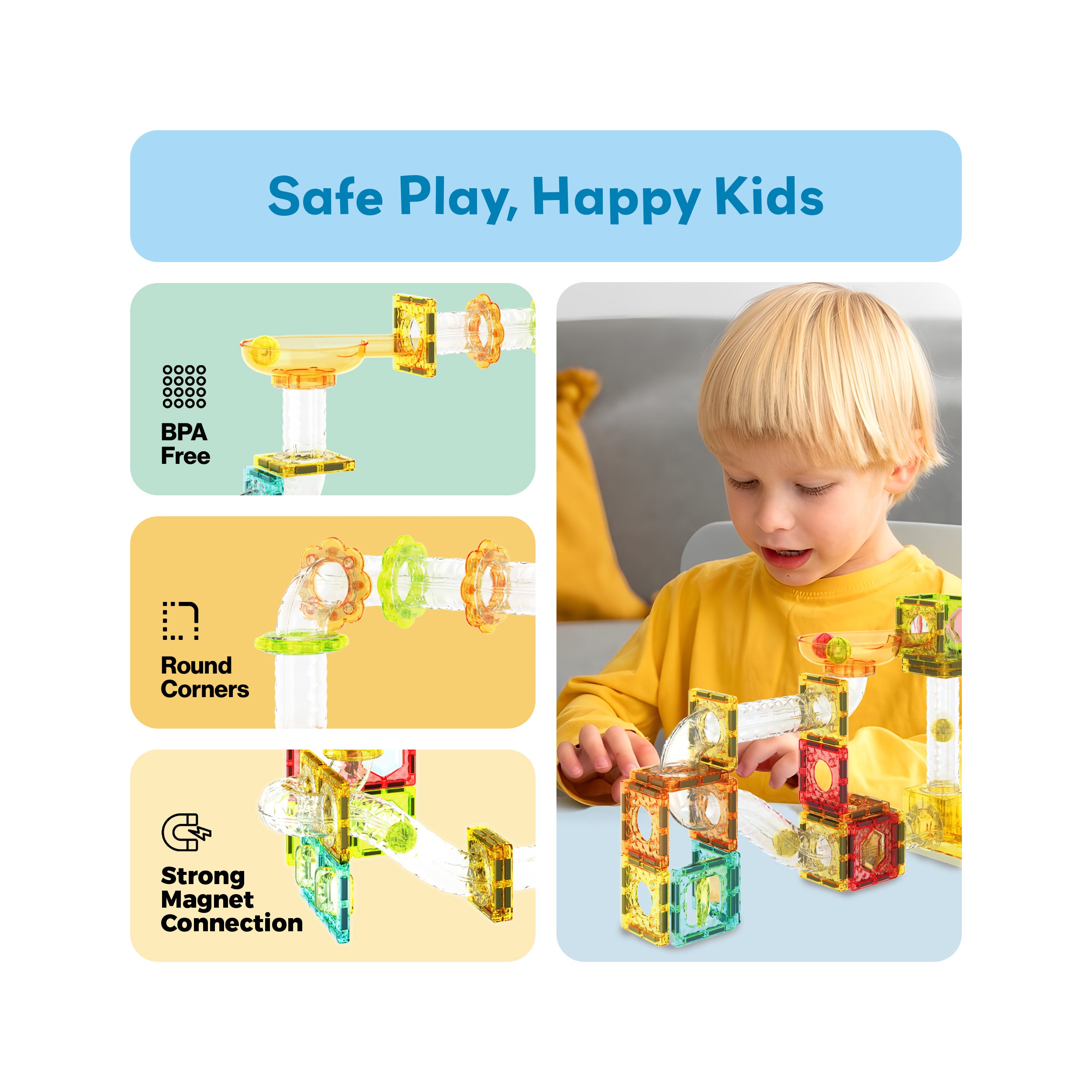 PicassoTiles Travel Sized Marble Run Launcher Building Block Set