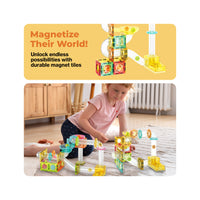 PicassoTiles Travel Sized Marble Run Launcher Building Block Set
