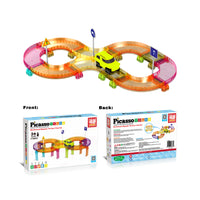 PicassoTiles 40pc Magnetic Tiles Race Track Travel Toy with Car