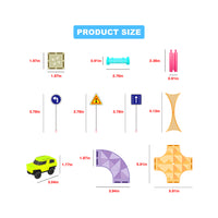 PicassoTiles 40pc Magnetic Tiles Race Track Travel Toy with Car