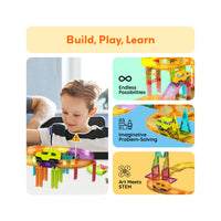 PicassoTiles 60pc Mini Magnetic Tile Race Track Set