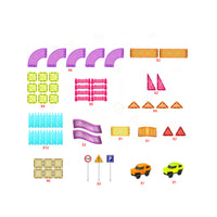 PicassoTiles 60pc Travel Magnet Tile Race Track with Car Playset