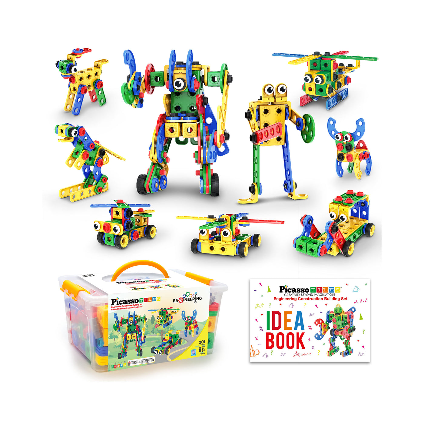 PicassoTiles 201pc Engineering Construction Set with Power Drill