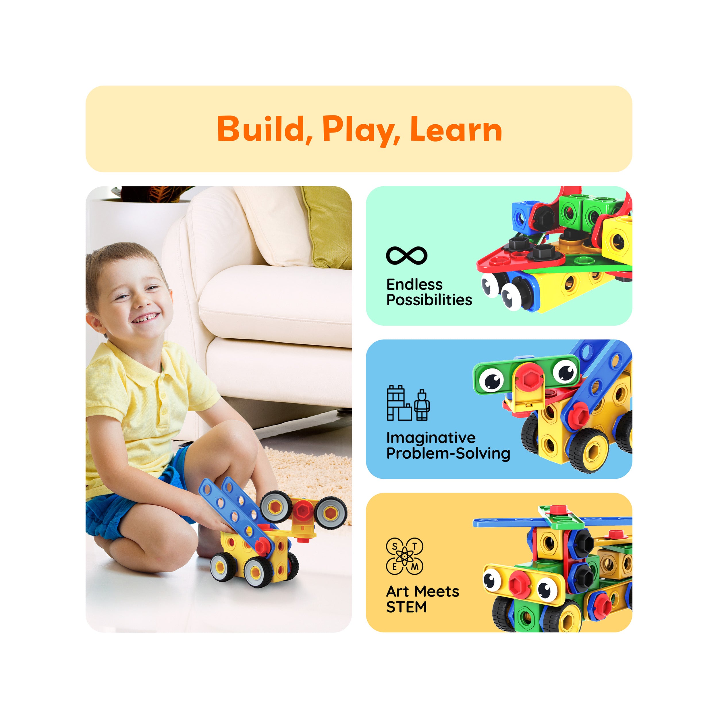 PicassoTiles 201pc Engineering Construction Set with Power Drill