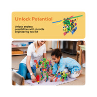 PicassoTiles 201pc Engineering Construction Set with Power Drill