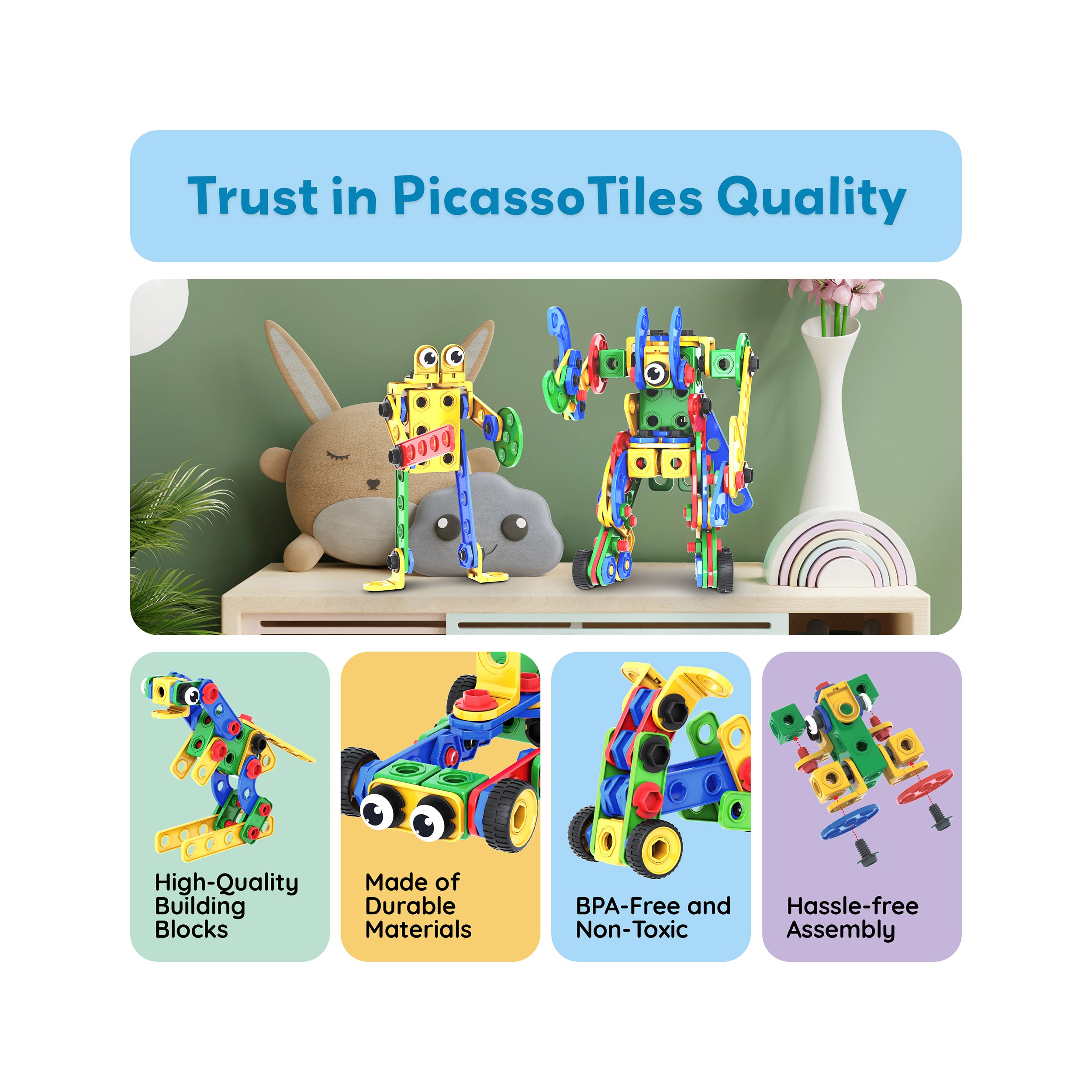 PicassoTiles 201pc Engineering Construction Set with Power Drill