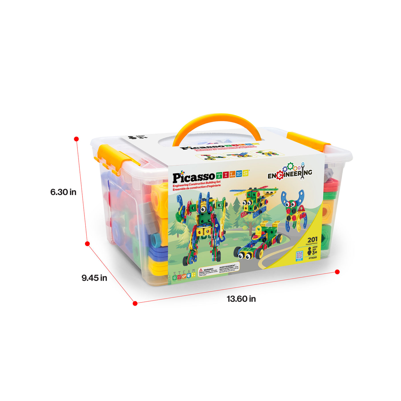 PicassoTiles 201pc Engineering Construction Set with Power Drill