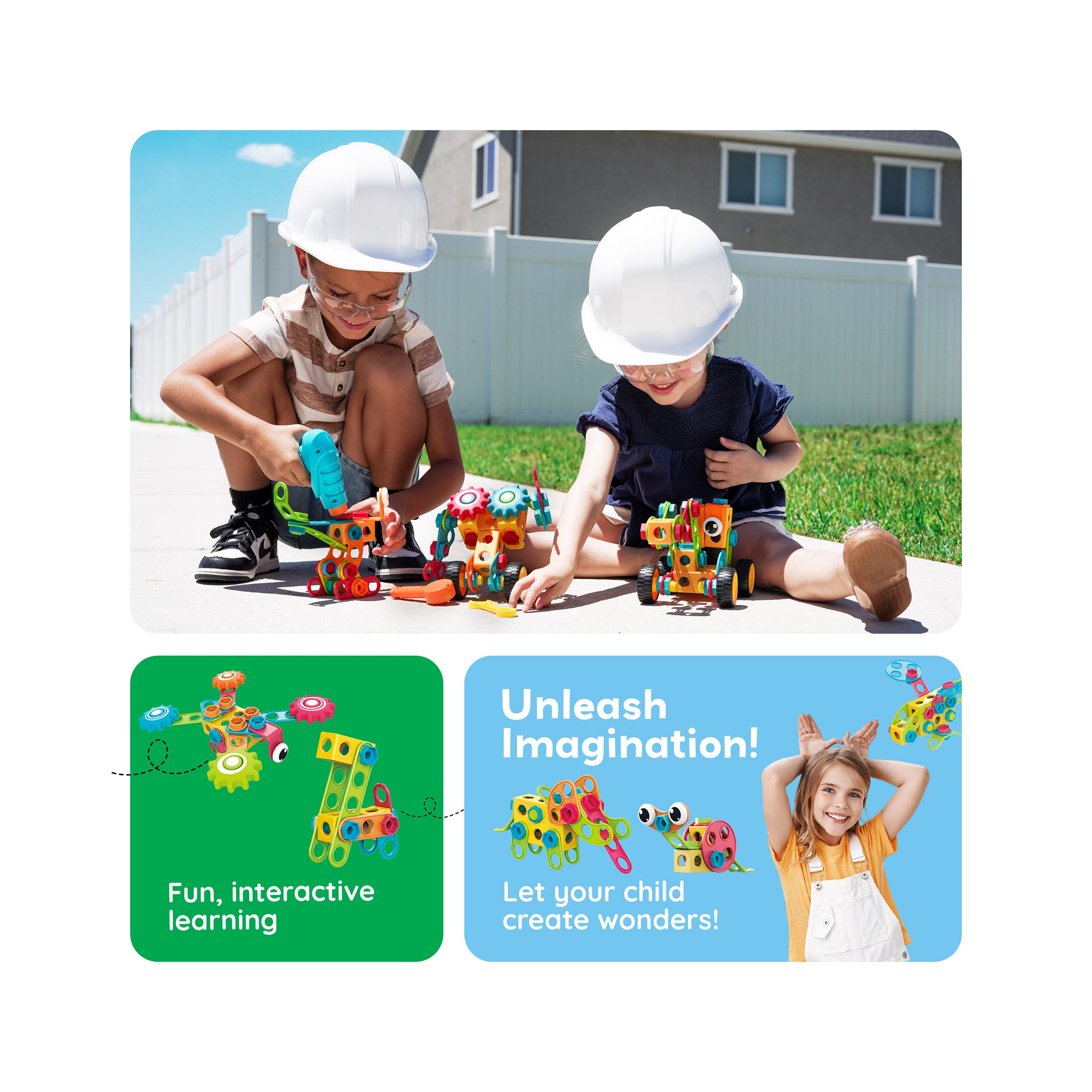PicassoTiles Engineering Construction Set with Toy Power Drill - 250 Pieces