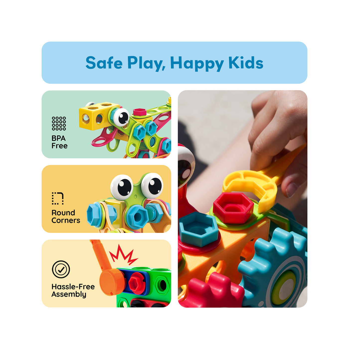 PicassoTiles Engineering Construction Set with Toy Power Drill - 250 Pieces