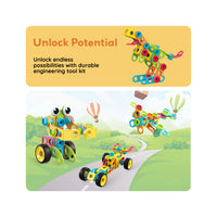 PicassoTiles Engineering Construction Set with Toy Power Drill - 250 Pieces