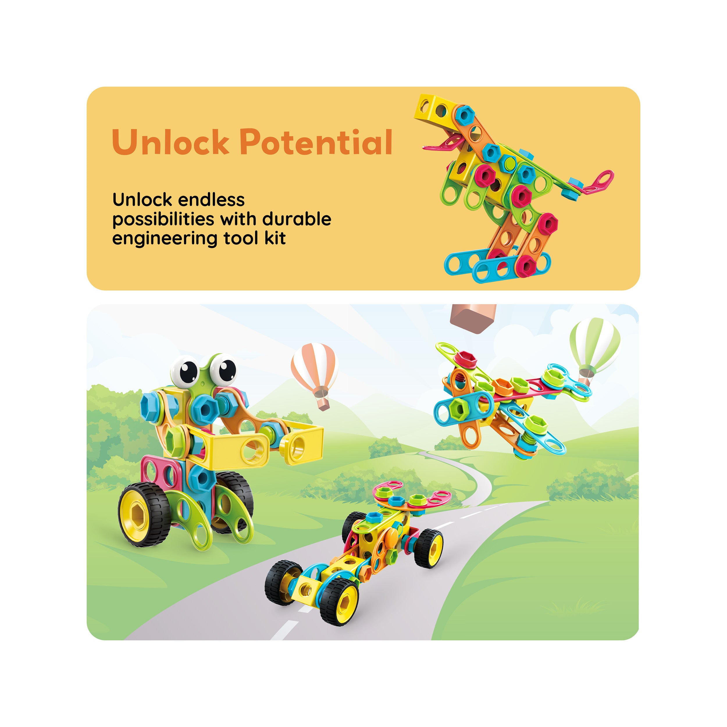 PicassoTiles Engineering Construction Set with Toy Power Drill - 250 Pieces